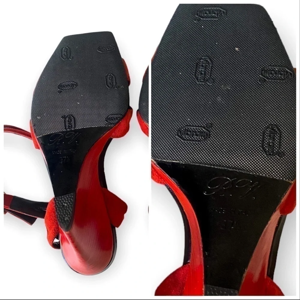 ROGER VIVIER Suede Wedge Sandals Size:‎ 37.5 EU, Red